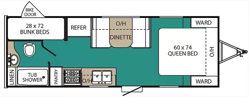 25' 2019 Forest River Clipper Cadet 21BH - Bunk House Floorplan