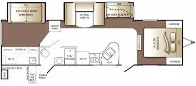 35' 2011 Keystone Outback 312BH w/2 Slides - Bunk House Floorplan