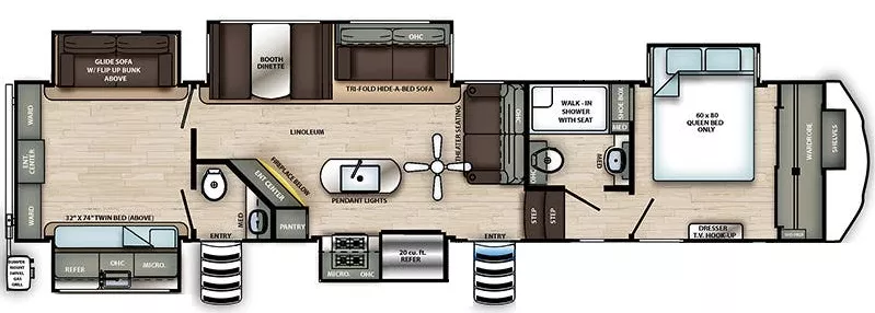 41' 2021 Forest River Sierra 384QBOK w/5 Slides - Bunk House Floorplan