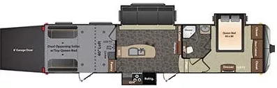 39' 2014 Keystone Fuzion 342 w/3 Slides & Generator  - Toy Hauler - Bunk House Floorplan