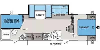 33' 2014 Jayco Jay Flight Swift 287BHBE w/Slide - Bunk House Floorplan