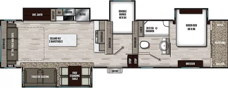 39' 2021 Coachmen Chaparral 360IBL w/4 Slides - Bunk House Floorplan