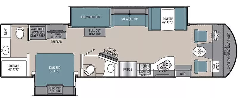 35' 2021 Coachmen Mirada 35ES w/2 Slides - Bunk House Floorplan