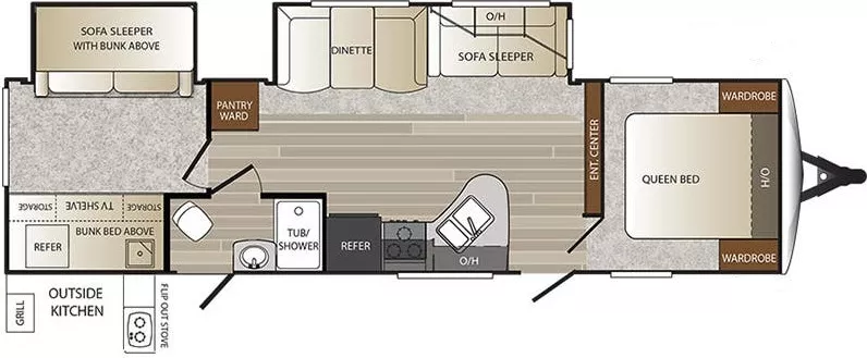 37' 2018 Keystone Outback Super Lite 312BH w/2 Slides - Bunk House Floorplan