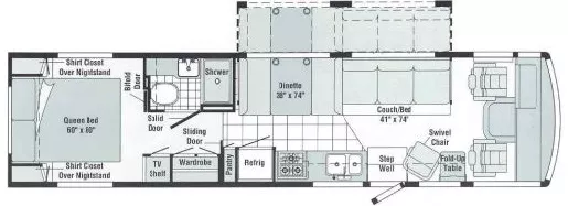 34' 1996 Winnebago Adventurer 34RQ Floorplan