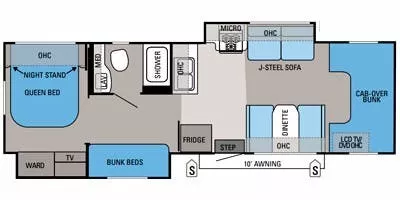 32' 2013 Jayco Greyhawk 31FS w/2 Slides - Bunk House Floorplan