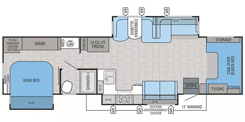 38' 2016 Jayco Seneca 37TS w/3 Slides - Bunk House Floorplan
