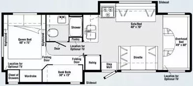 31' 2009 Winnebago Chalet 31JR w/2 Slides - Bunk House Floorplan