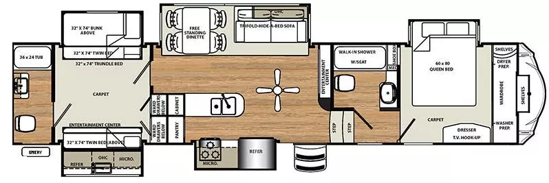 42' 2016 Forest River Sierra 381RBOK w/5 Slides - Bunk House Floorplan