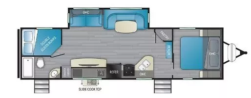 36' 2021 Heartland North Trail 31BHDD w/Slide - Bunk House Floorplan