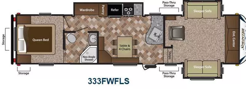 37' 2014 Keystone Copper Canyon M-333FWFLS w/3 Slides Floorplan