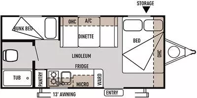 21' 2014 Forest River Wildwood X-Lite Fs 195BH - Bunk House Floorplan