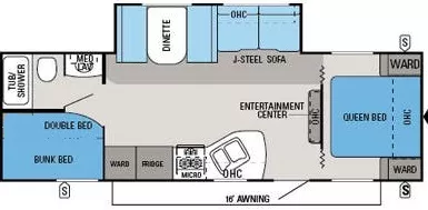 27' 2014 Jayco Jay Flight Swift 267BHS w/Slide - Bunk House Floorplan