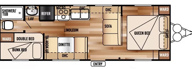 29' 2015 Forest River Wildwood X-Lite 261BHXL - Bunk House Floorplan