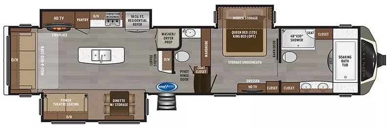 40' 2020 Keystone Montana Legacy 3921FB w/3 Slides Floorplan