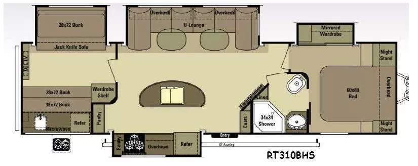 37' 2015 Open Range Roamer 310BHS w/Slide - Bunk House Floorplan