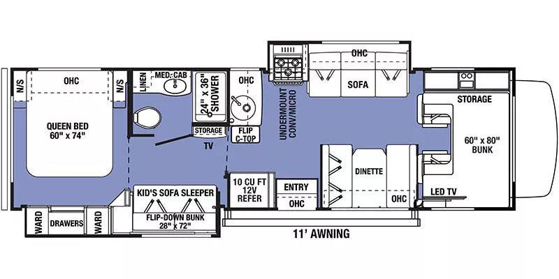 32' 2022 Forest River Sunseeker Le 3250DS w/2 Slides - Bunk House Floorplan
