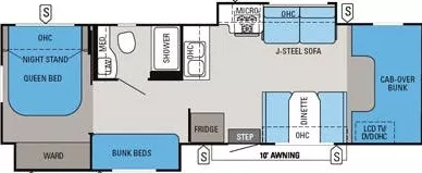 32' 2014 Jayco Greyhawk 31FS w/2 Slides - Bunk House Floorplan
