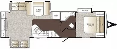 36' 2014 Keystone Outback 298RE w/3 Slides Floorplan