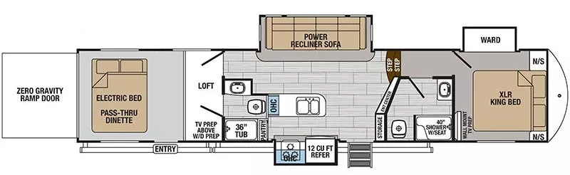 44' 2018 Forest River Thunderbolt Xlr 413AMP w/3 Slides & Generator  - Toy Hauler Floorplan