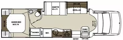 32' 2013 Coachmen Concord 301SS w/Slide Floorplan
