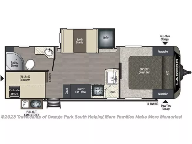 25' 2019 Keystone Laredo 250BH w/Slide - Bunk House Floorplan