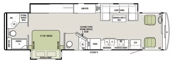38' 2018 Tiffin Allegro Open Road 36UA w/3 Slides - Bunk House Floorplan
