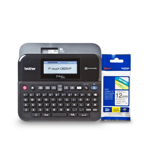 Brother R600TZE231BUND Refurbished PTD600 PC-Connectable Label Maker Bundle with TZE231 Black on White Laminated Tape
