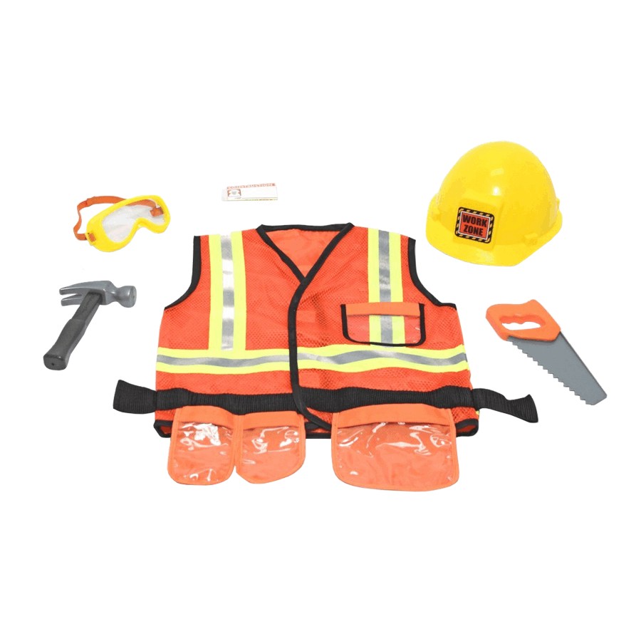 Engineering Dress Up Construction Worker Costume Role Play Kit Set W//Canvas Vest