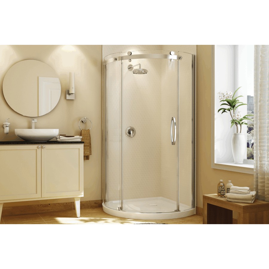 Maax Olympia Round Right Hand Shower Door And White Base With