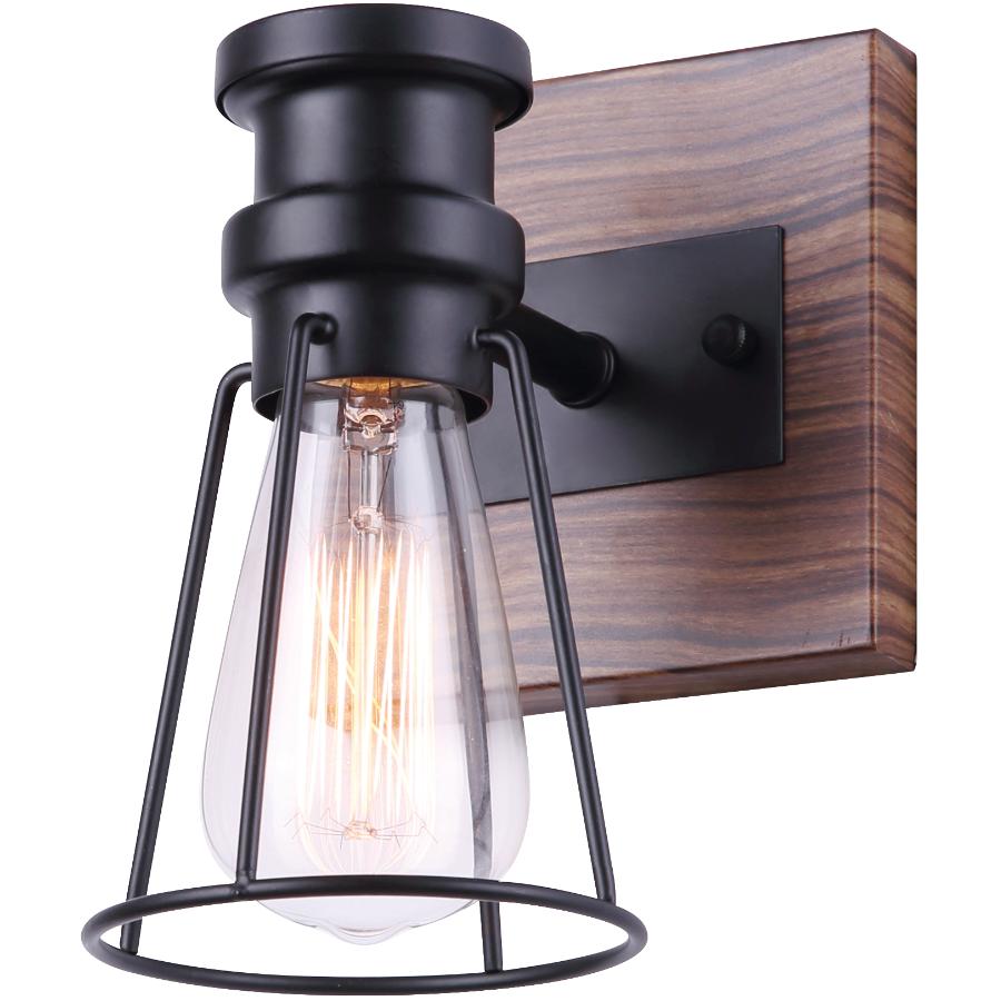 Canarm Blake 1 Light Matte Black Faux Wood Vanity Light