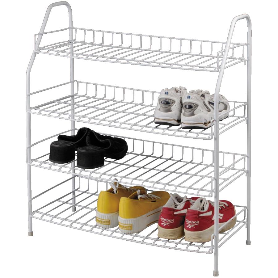 4 Tier White Metal Shoe Rack Home Hardware