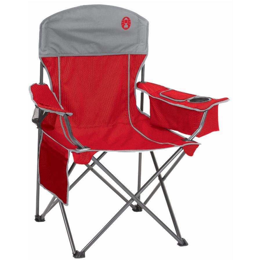 Coleman Red And Grey Oversized Quad Camping Chair With Cooler Home Hardware