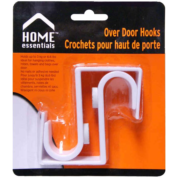 Essentials Over-The-Door Plastic Hooks 2 Count Pack White 
