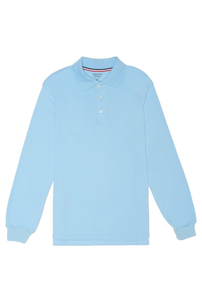 Front view of Long Sleeve Interlock Polo 