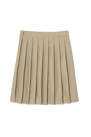 back view of  At The Knee Pleated Skirt