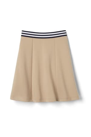 front view of  Pull-On Stretch Ponte Skort with Striped Elastic Waistband