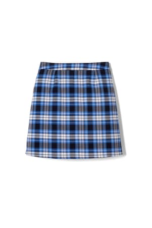 back view of  Plaid Pleated Two-Tab Skort