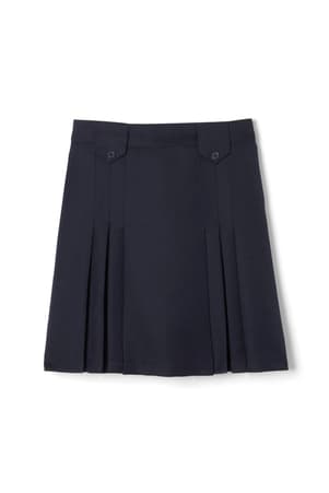 front view of  Above The Knee Front Pleated Skirt with Tabs