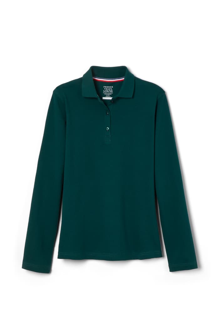 Front view of Long Sleeve Fitted Stretch Pique Polo (Feminine Fit) 