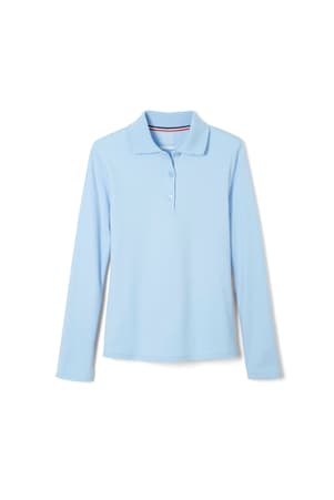 Product Image with Product code 1466,name  Long Sleeve Fitted Interlock Polo with Picot Collar (Feminine Fit)   color BLUE 