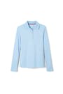 Front view of Long Sleeve Fitted Interlock Polo with Picot Collar (Feminine Fit) opens large image - 1 of 4