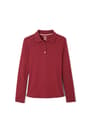 Front view of Long Sleeve Fitted Interlock Polo with Picot Collar (Feminine Fit) opens large image - 1 of 4
