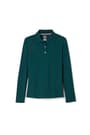 Front view of Long Sleeve Fitted Interlock Polo with Picot Collar (Feminine Fit) opens large image - 1 of 4