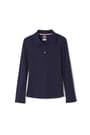Front view of Long Sleeve Fitted Interlock Polo with Picot Collar (Feminine Fit) opens large image - 1 of 4