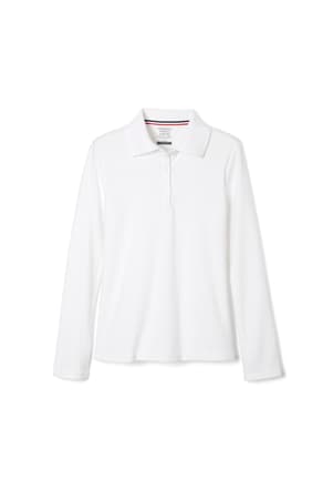 Product Image with Product code 1466,name  Long Sleeve Fitted Interlock Polo with Picot Collar (Feminine Fit)   color WHIT 