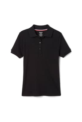 Product Image with Product code 1467,name  Short Sleeve Fitted Interlock Polo with Picot Collar (Feminine Fit)   color BLAC