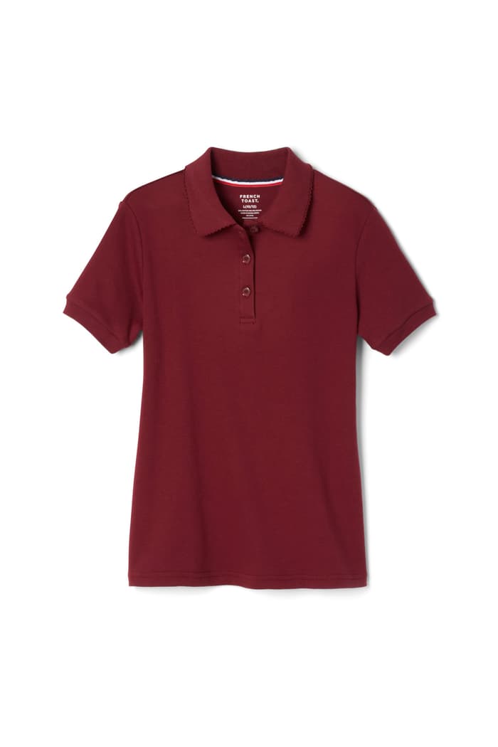 Front view of Short Sleeve Fitted Interlock Polo with Picot Collar (Feminine Fit)