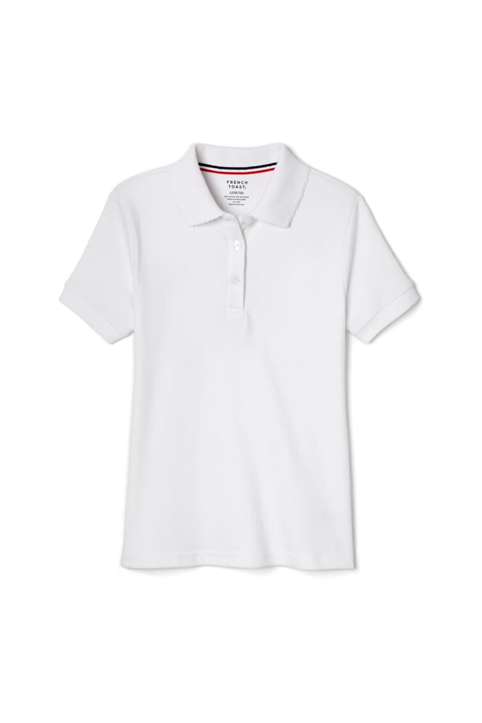 Front view of Short Sleeve Fitted Interlock Polo with Picot Collar (Feminine Fit)