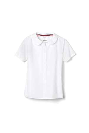 Product Image with Product code 1593,name  Short Sleeve Peter Pan Collar Blouse   color WHIT 